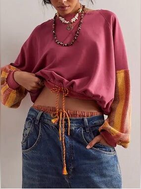 Free People We the Free stripe cuff pullover